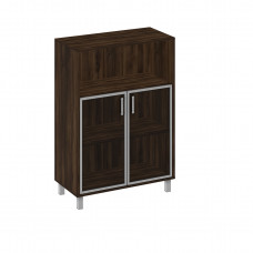 Шкаф для документов, двери стеклянные в алюминиевой раме + ниша дуб ристретто В 420-823 ДР