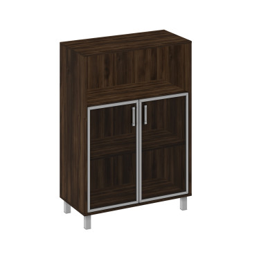 Шкаф для документов, двери стеклянные в алюминиевой раме + ниша дуб ристретто В 420-823 ДР