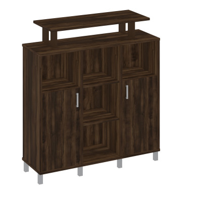 Стеллаж средний с надстройкой и деревянными дверками дуб ристретто В 801-523 ДР