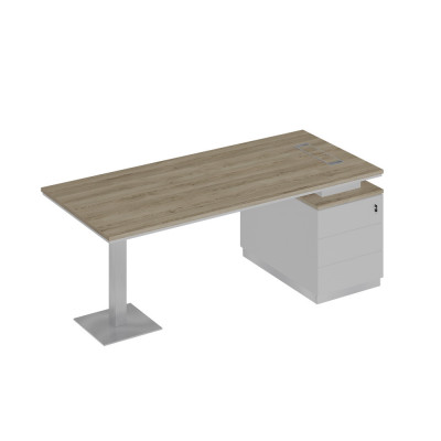 Стол на опорной тумбе для руководителя дуб гладстоун светлый / белый премиум / белый премиум СИ 104 ДС БП БП