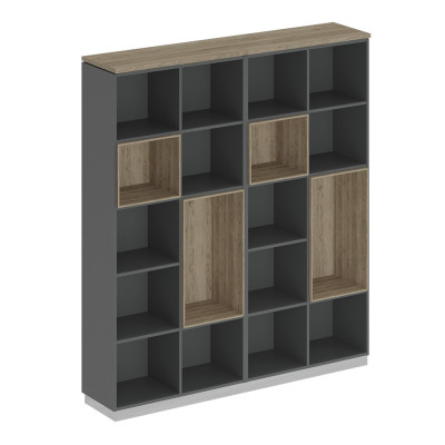 Стеллаж высокий дуб гладстоун светлый (столешница, фасад, топ) / антрацит премиум (корпус) СИ 303 ДС АР