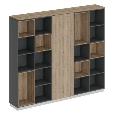 Шкаф открытый дуб гладстоун светлый / антрацит премиум / дуб гладстоун светлый СИ 304 ДС АР ДС