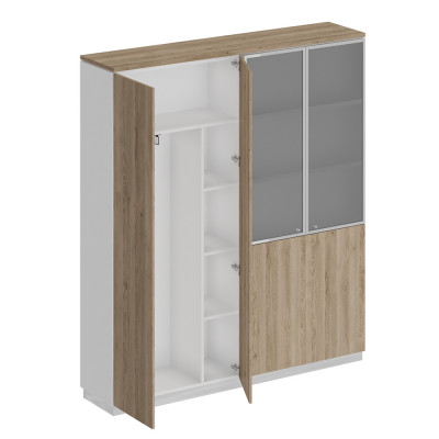 Шкаф комбинированный гардероб с полками дуб гладстоун светлый / белый премиум / дуб гладстоун светлый СИ 312 ДС БП ДС/ХР