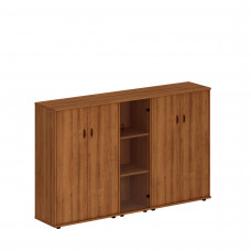 Шкаф комбинированный средний (закрытый + стекло узкий + закрытый) темный орех Исп.24