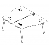 Рабочая станция (2х160) столы Техно на опорах TRE дуб ристретто/ металлокаркас белый А4 Б3 191 ДР