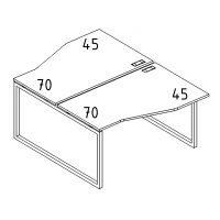 Рабочая станция столы (2х140) Техно каркас QUATTRO дуб ристретто/ металлокаркас белый А4 Б4 190 ДР