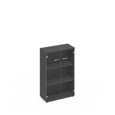 Шкаф средний со стеклом антрацит премиум А4 9366 АР