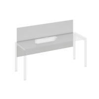 Экран настольный фронтальный большой для стола 180 с кабель-каналом серый / металлокаркас белый А4 Б 839 СЕ