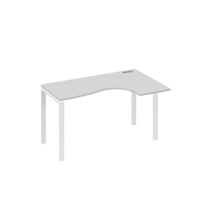 Стол правый "Классика" эргономичный на металлокаркасе UNO серый / металлокаркас белый А4 Б1 034 СЕ