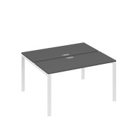 Рабочая станция на каркасе UNO столы 2х140 антрацит премиум / металлокаркас белый А4 Б1 171 АР