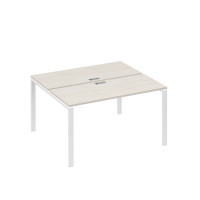 Рабочая станция на каркасе UNO столы 2х140 дуб / металлокаркас белый А4 Б1 171 ДШ