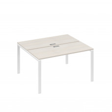 Рабочая станция на каркасе UNO столы 2х140 дуб / металлокаркас белый А4 Б1 171 ДШ