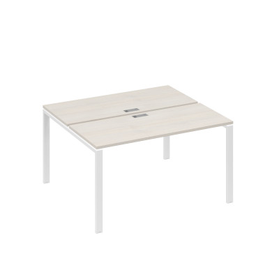 Рабочая станция на каркасе UNO столы 2х140 дуб / металлокаркас белый А4 Б1 171 ДШ
