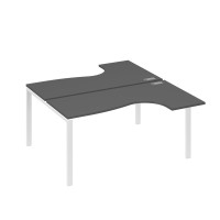 Рабочая станция UNO (2х160) со столами эргономичными антрацит премиум / металлокаркас белый А4 Б1 182 АР