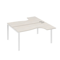 Рабочая станция UNO (2х160) со столами эргономичными дуб / металлокаркас белый А4 Б1 182 ДШ