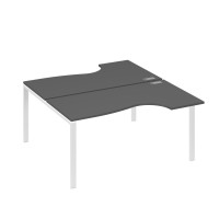 Станция на каркасе UNO (2х160) столы Классика антрацит премиум / металлокаркас белый А4 Б1 185 АР