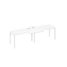 Рабочая станция металлокаркас DUE столы (2х140) Классика белый премиум / металлокаркас белый А4 Б2 043-2 БП