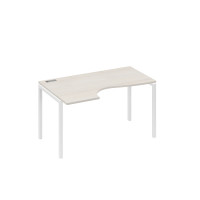 Стол "Классика" эргономичный левый на металлокаркасе DUE дуб / металлокаркас белый А4 Б2 043 ДШ