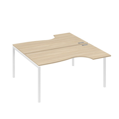 Рабочая станция DUE (2х160) столы эргономичные Классика дуб скандинавский / металлокаркас белый А4 Б2 185 ДК