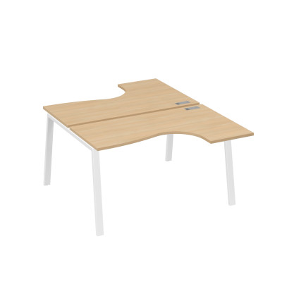 Рабочая станция TRE (2х140) столы Классика эргономичные натуральный дуб / металлокаркас белый А4 Б3 181 НД