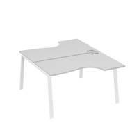 Рабочая станция столы (2х140) эргономичные Классика каркасTRE серый / металлокаркас белый А4 Б3 184 СЕ