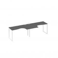 Станция столы 2х140 Классика эргономичные опоры QUATTRO антрацит премиум / металлокаркас белый А4 Б4 033-2 АР