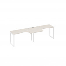 Станция столы 2х140 Классика эргономичные опоры QUATTRO дуб / металлокаркас белый А4 Б4 033-2 ДШ