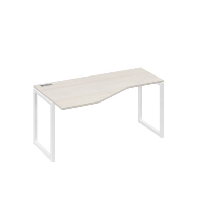 Стол левый "Техно" эргономичный на металлокаркасе QUATTRO дуб / металлокаркас белый А4 Б4 055 ДШ