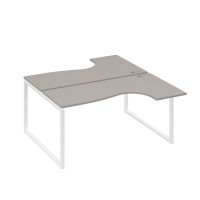 Рабочая станция QUATTRO (2х160) столы Классика эргономичные мокко премиум / металлокаркас белый А4 Б4 182 МП