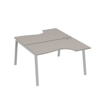 Рабочая станция столы (2х140) эргономичные Классика каркасTRE мокко премиум / металлокаркас серый А4 С3 184 МП