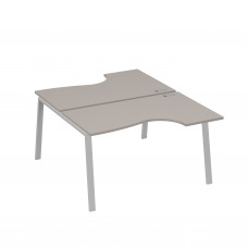 Рабочая станция столы (2х140) эргономичные Классика каркасTRE мокко премиум / металлокаркас серый А4 С3 184 МП