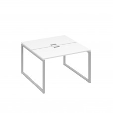 Рабочая станция с опорами QUATTRO (2х120) белый премиум / металлокаркас серый А4 С4 170 БП