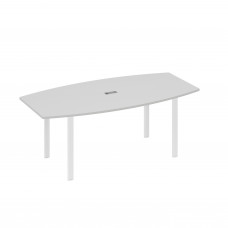 Стол 200x100 для переговоров фигурный на опорах UNO серый / металлокаркас белый А4 Б1 113 СЕ