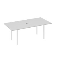 Стол 200 переговорный с металлокаркасом DUE серый / металлокаркас белый А4 Б2 123 СЕ