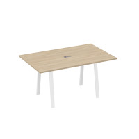 Стол 160 в переговорную металлокаркас TRE дуб скандинавский / металлокаркас белый А4 Б3 121 ДК