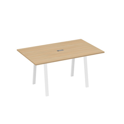 Стол 160 в переговорную металлокаркас TRE натуральный дуб / металлокаркас белый А4 Б3 121 НД