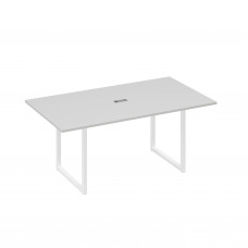 Стол 180 с опорами QUATTRO переговорный серый / металлокаркас белый А4 Б4 122 СЕ