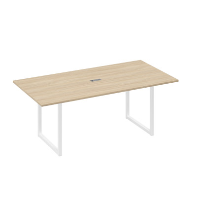 Стол 200 с металлокаркасом QUATTRO для переговоров дуб скандинавский / металлокаркас белый А4 Б4 123 ДК