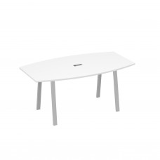 Стол 180 на опорах TRE для переговоров белый премиум / металлокаркас серый А4 С3 112 БП