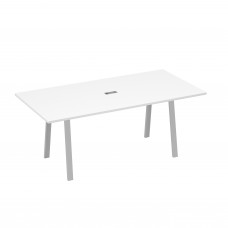 Стол 200 переговорный на металлокаркасе TRE белый премиум / металлокаркас серый А4 С3 123 БП