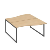Станция каркас QUATTRO столы 2х160 Техно эргономичные натуральный дуб / металлокаркас антрацит А4 А4 191 НД