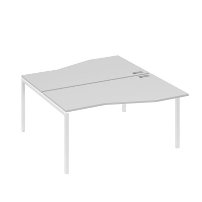 Станция со столами Техно эргономичными (2х160) каркас DUE серый / металлокаркас белый А4 Б2 191 СЕ