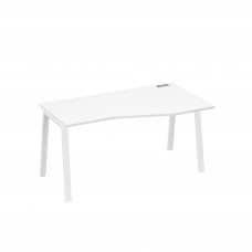 Стол правый "Техно" на металлокаркасе TRE эргономичный белый премиум / металлокаркас белый А4 Б3 066 БП