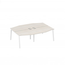 Станция с каркасом TRE и столами Техно (4х120) дуб / металлокаркас белый А4 Б3 189-2 ДШ