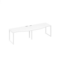 Рабочая станция столы (2х140) Техно эргономичные каркас QUATTRO белый премиум / металлокаркас белый А4 Б4 063-2 БП