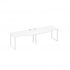 Рабочая станция столы (2х140) Техно эргономичные каркас QUATTRO белый премиум / металлокаркас белый А4 Б4 063-2 БП