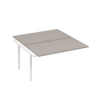 Секция стола рабочей станции на металлокаркасе DUE (2х140) мокко премиум / металлокаркас белый А4 Б2 177-1 МП