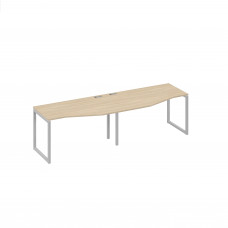 Рабочая станция столы (2х140) Техно эргономичные каркас QUATTRO дуб скандинавский / металлокаркас серый А4 С4 063-2 ДК