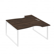 Рабочая станция (2х160) столы Классика опоры QUATTRO дуб ристретто/ металлокаркас белый А4 Б4 185 ДР