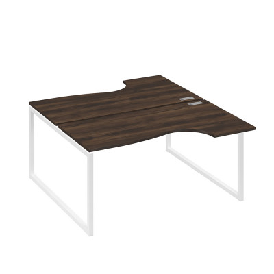 Рабочая станция (2х160) столы Классика опоры QUATTRO дуб ристретто/ металлокаркас белый А4 Б4 185 ДР